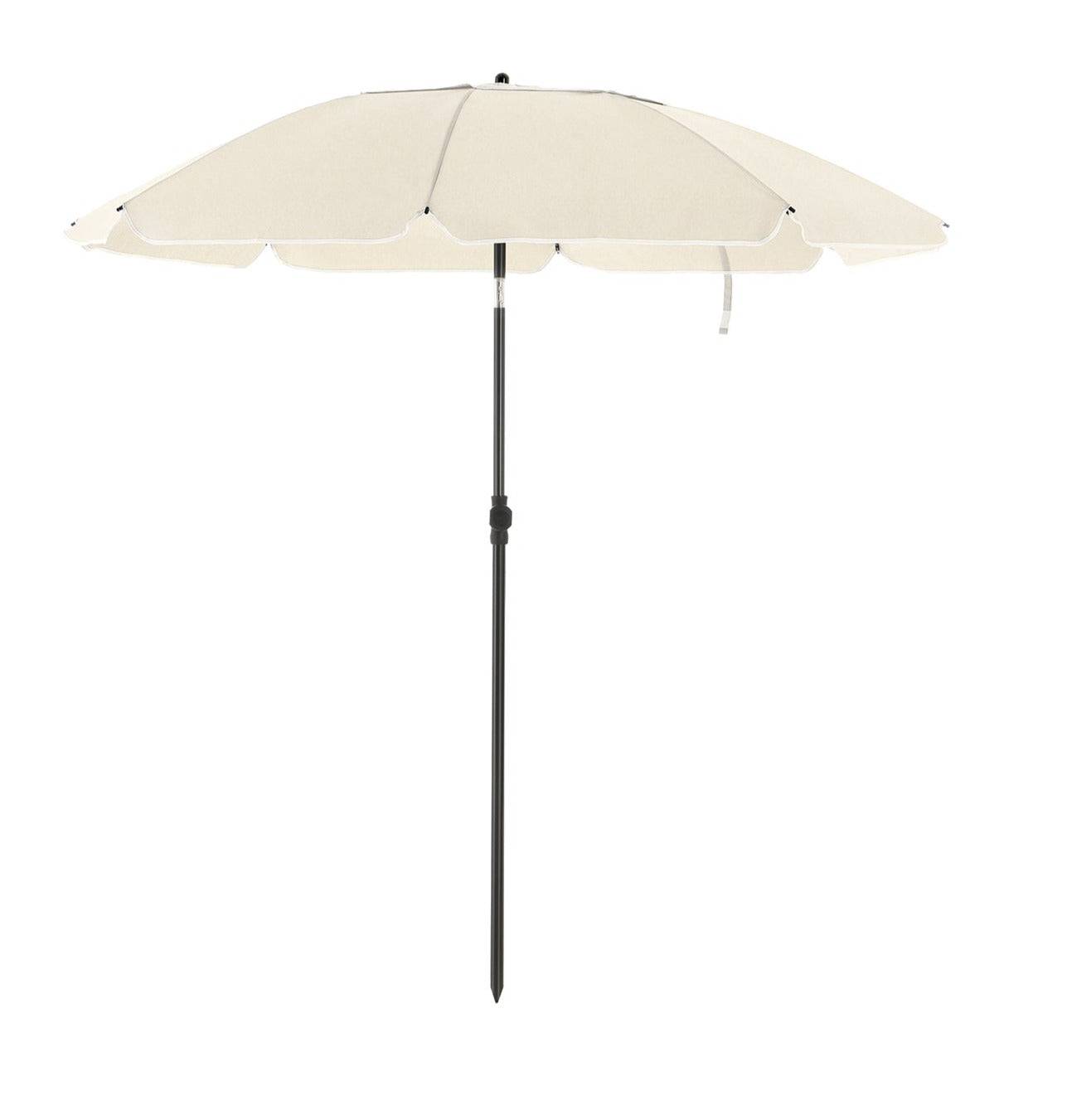 Helloshop26 - Parasol de jardin diamètre 1,6 m ombrelle protection UPS 50+ inclinable portable résistant au vent baleines en fibre de verre avec sac beige - Imagen 1