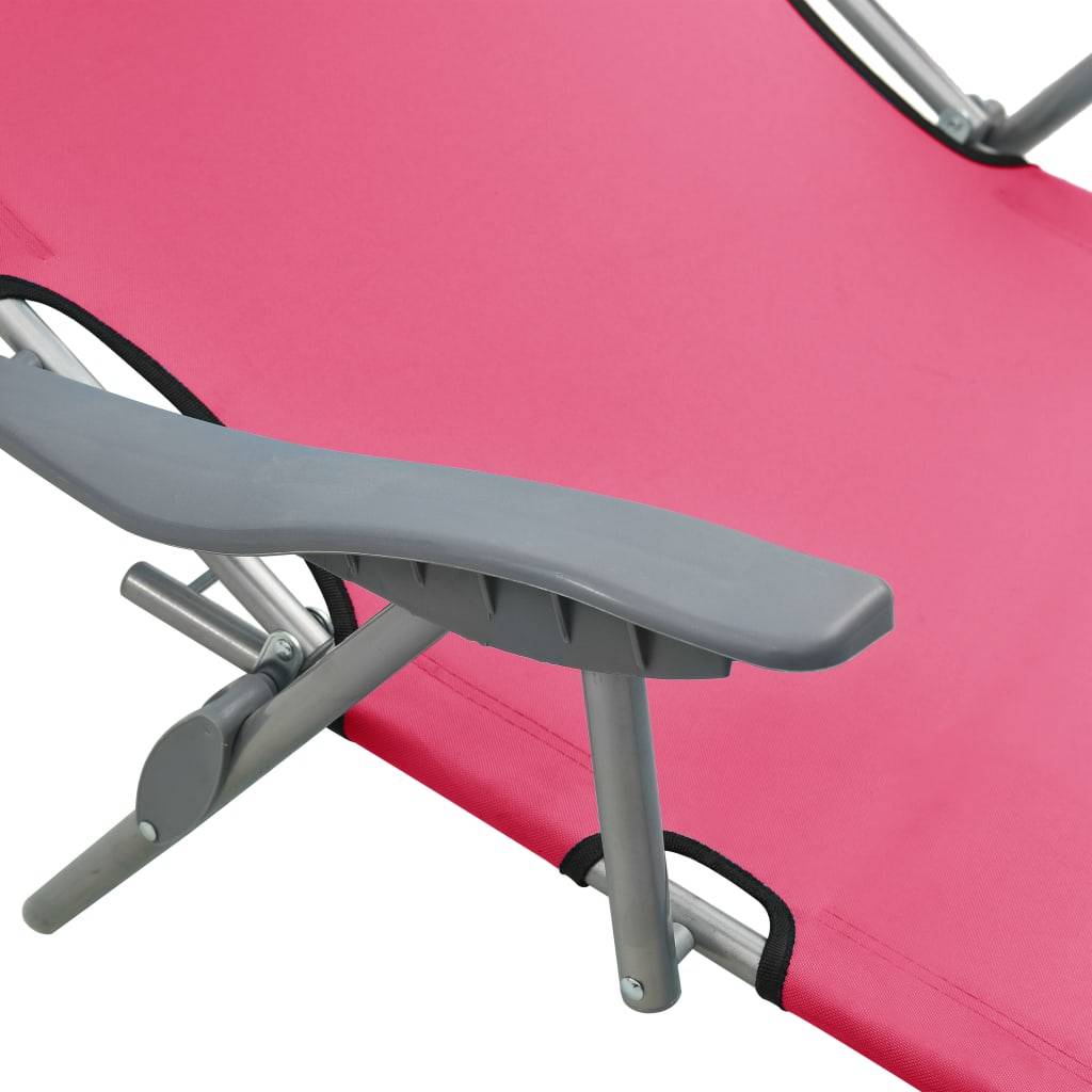 Maison Chic - Chaise longue | Transat | Bain de soleil avec auvent acier rose - Image 5