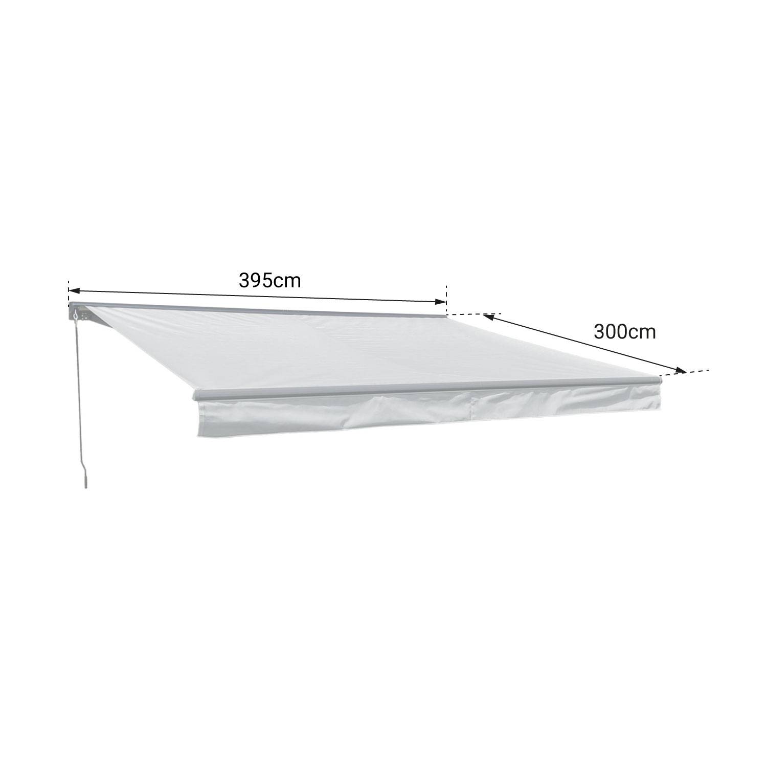 Happy Garden - Store banne SAULE 3,95 × 3m avec semi-coffre - Toile rayée blanche/grise et structure blanche - HAPPY GARDEN - Imagen 4