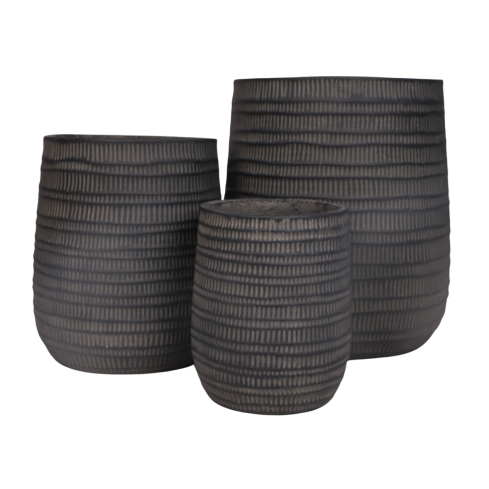 3 Cache-pots grandes tailles plante extérieur béton noir 29-39-50cm Chemin de campagne - Imagen 1