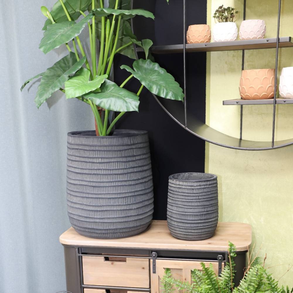 3 Cache-pots grandes tailles plante extérieur béton noir 29-39-50cm Chemin de campagne - Imagen 3