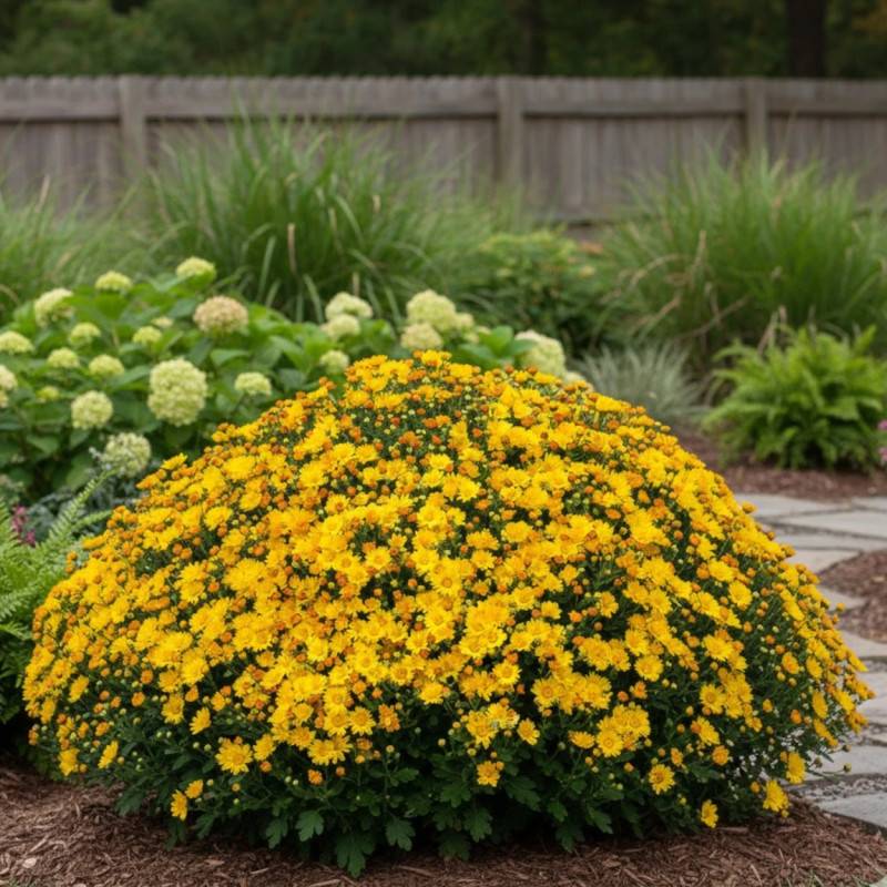 Chrysanthème du pacifique Bengo Gold à fleurs Jaune/Orange - feuillage Caduc - Godet - 5/20 cm - Imagen 1