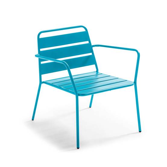 Oviala - Fauteuil bas de jardin en métal bleu pacific Palavas - Oviala - Image 1