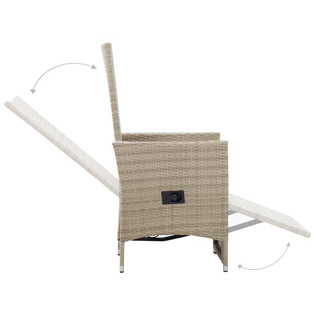 Vidaxl - Chaises inclinables lot de 2 et coussins Résine tressée Beige vidaXL 46046 - Imagen 7