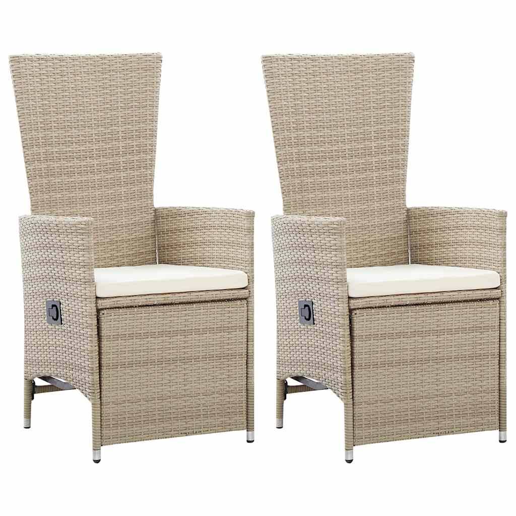 Vidaxl - Chaises inclinables lot de 2 et coussins Résine tressée Beige vidaXL 46046 - Imagen 1