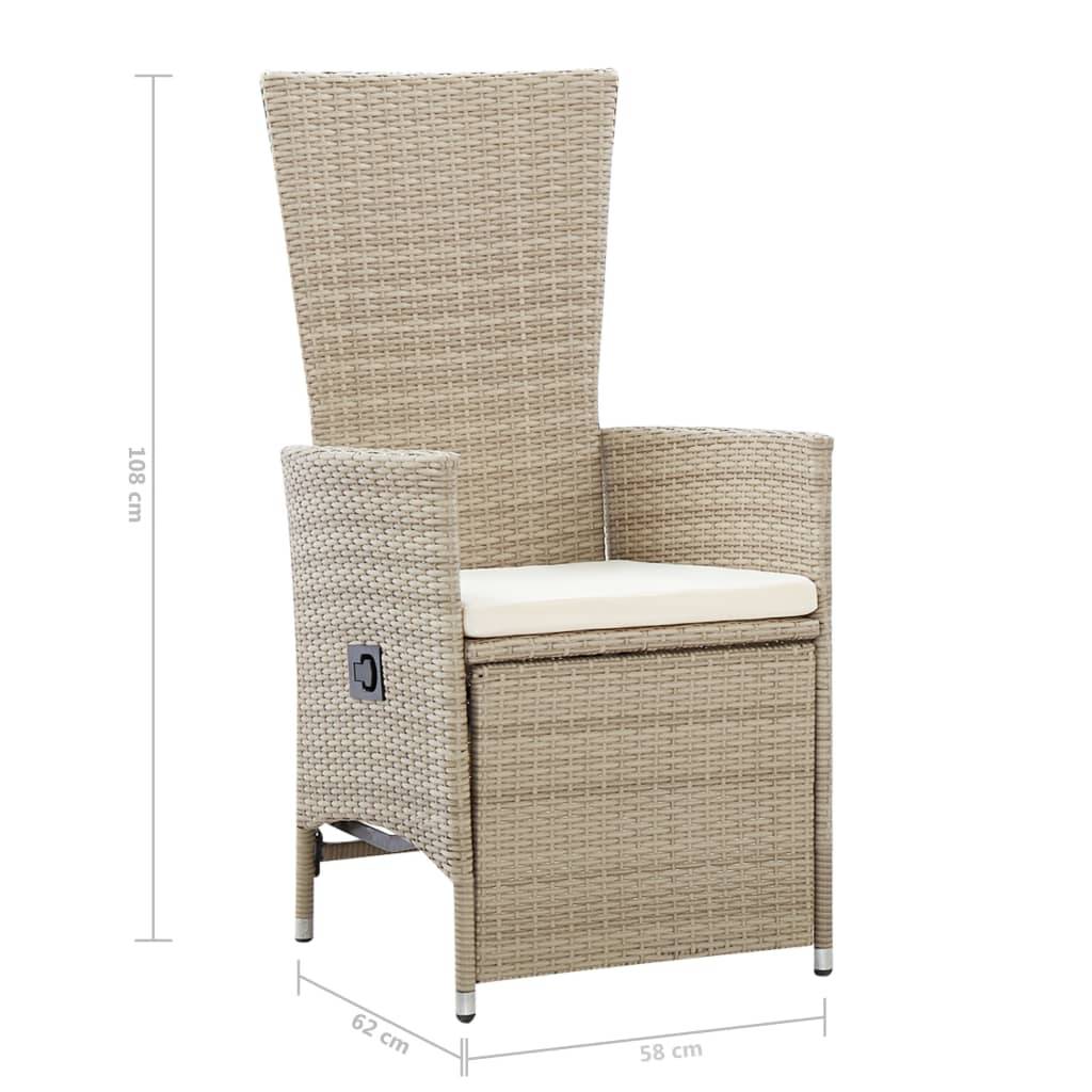 Vidaxl - Chaises inclinables lot de 2 et coussins Résine tressée Beige vidaXL 46046 - Imagen 3