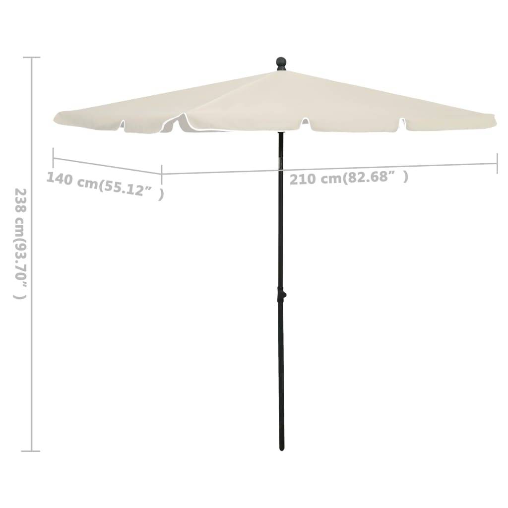 Helloshop26 - Parasol de jardin avec mât 210 x 140 cm sable - Imagen 6