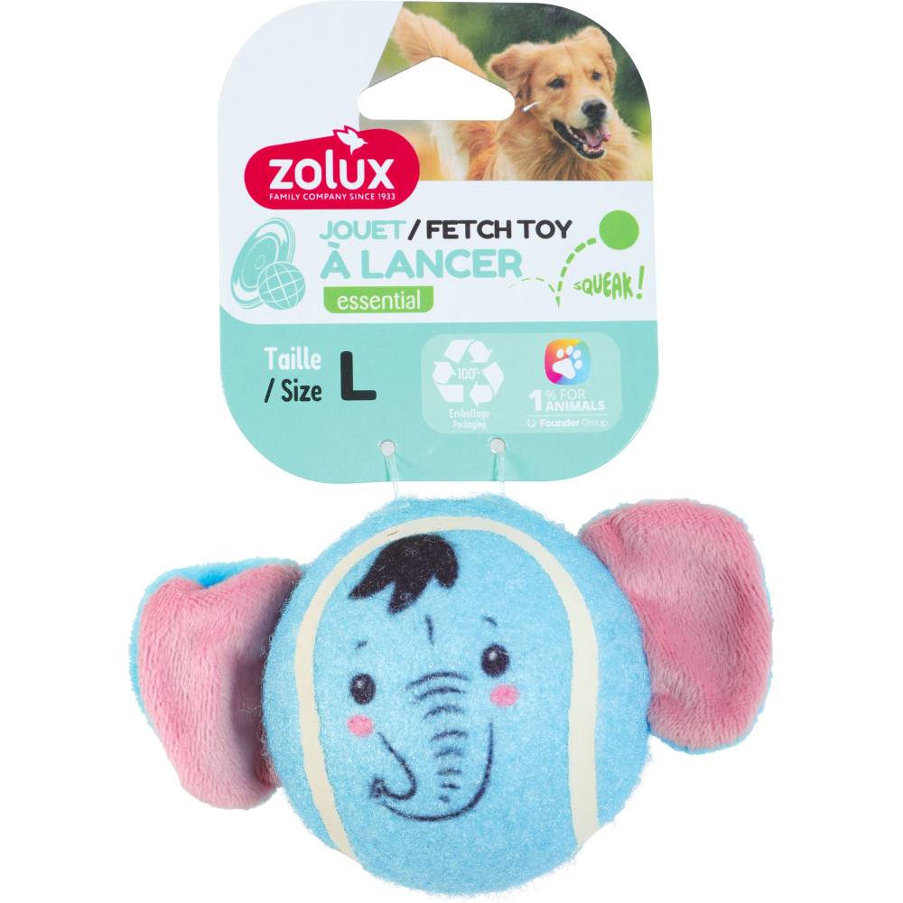 Zolux - Pelota de tenis ø 8 cm en forma de animales cabeza ELEFANTE para perro - Imagen 2