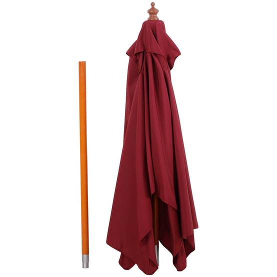 ComfortXL - Parasol rectangulaire bois terrasse inclinable anti UV 200x150cm rouge - ComfortXL Outdoor Living - Image 9