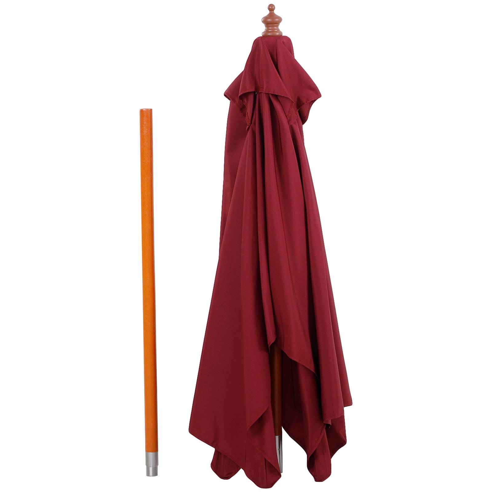 ComfortXL - Parasol rectangulaire bois terrasse inclinable anti UV 200x150cm rouge - ComfortXL Outdoor Living - Image 9