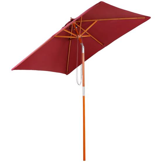 ComfortXL - Parasol rectangulaire bois terrasse inclinable anti UV 200x150cm rouge - ComfortXL Outdoor Living - Image 1