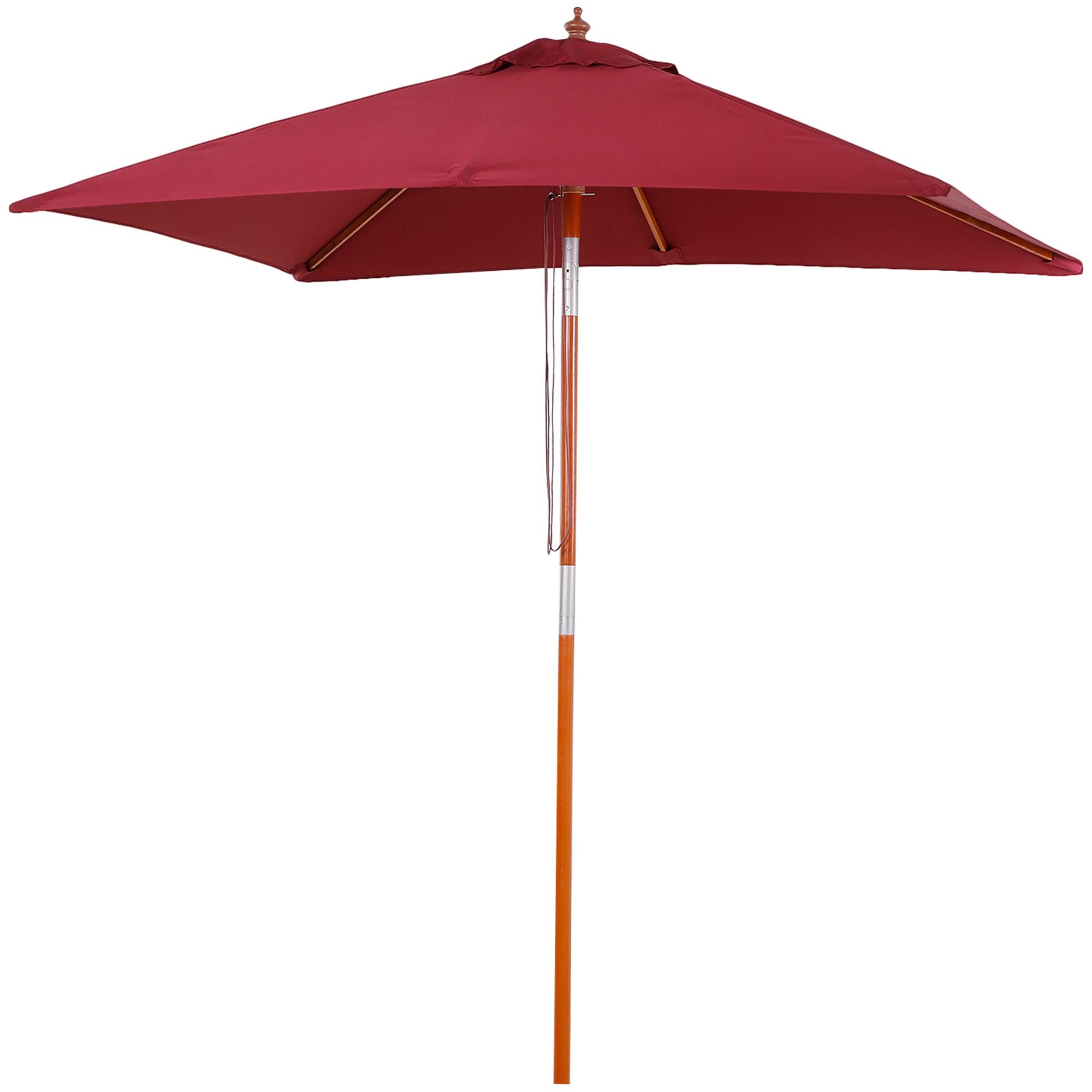 ComfortXL - Parasol rectangulaire bois terrasse inclinable anti UV 200x150cm rouge - ComfortXL Outdoor Living - Image 2