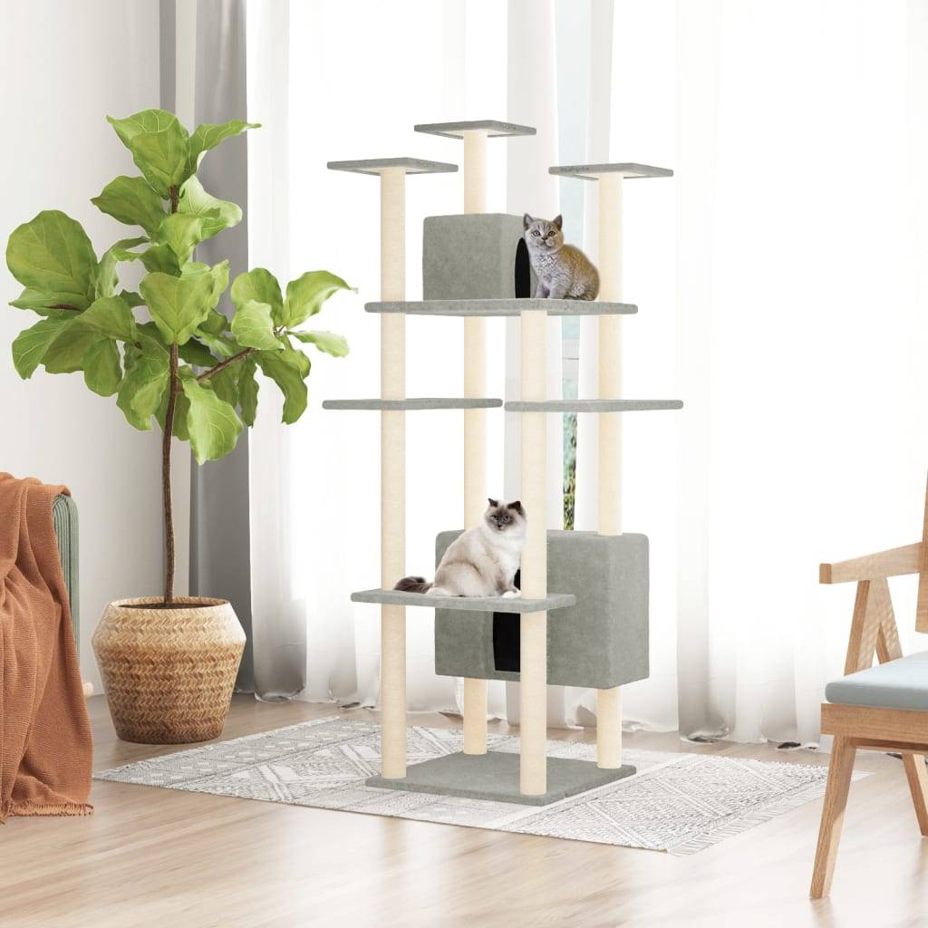 Vidaxl - Arbre à chat avec griffoirs en sisal Gris clair 162 cm vidaXL 171634 - Imagen 1