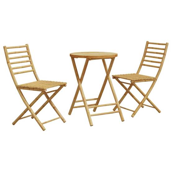 ComfortXL - Petit Salon de Jardin Bambou Pliable 2 Personnes Table Ronde et Chaises pour Balcon – ComfortXL Outdoor Living - Image 1