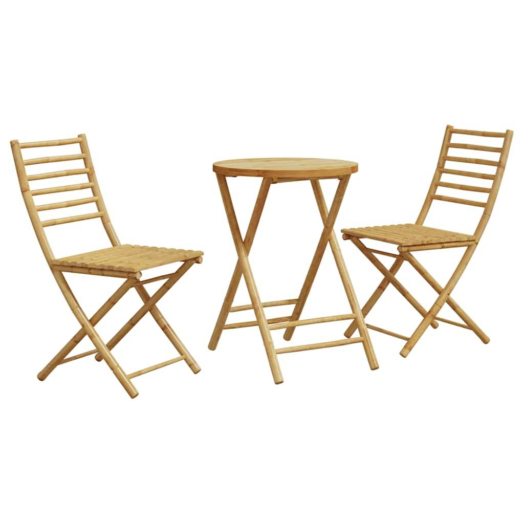 ComfortXL - Petit Salon de Jardin Bambou Pliable 2 Personnes Table Ronde et Chaises pour Balcon – ComfortXL Outdoor Living - Image 1