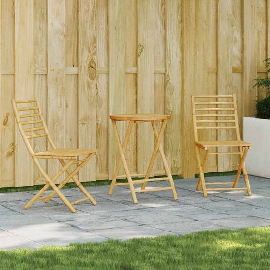 ComfortXL - Petit Salon de Jardin Bambou Pliable 2 Personnes Table Ronde et Chaises pour Balcon – ComfortXL Outdoor Living - Image 2