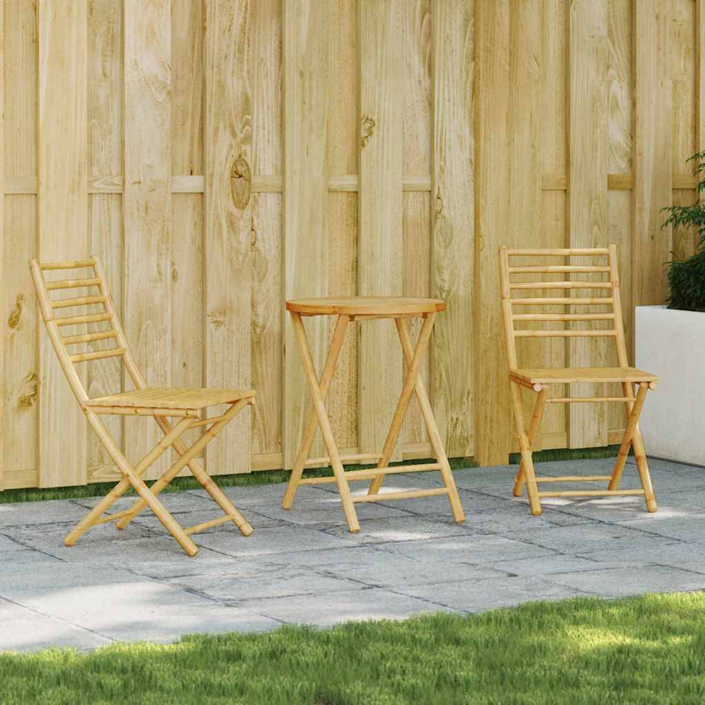 ComfortXL - Petit Salon de Jardin Bambou Pliable 2 Personnes Table Ronde et Chaises pour Balcon – ComfortXL Outdoor Living - Image 2