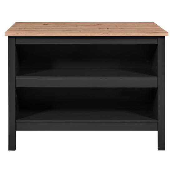 Ilot de Cuisine Noir et Plateau Effet Bois - KENNY - Image 3