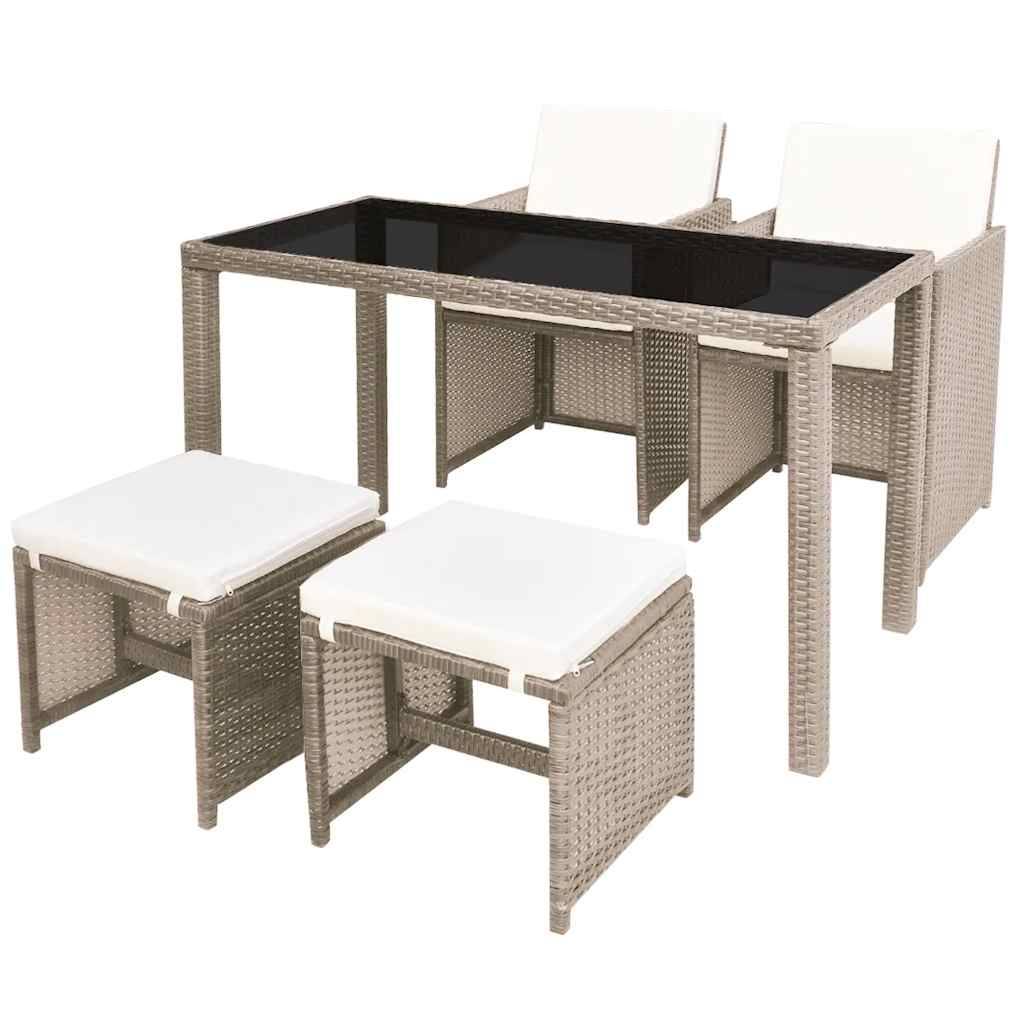 Vidaxl - Ensemble à manger d'extérieur avec coussins 5 pcs-Salons de jardin Rotin Beige - Image 2