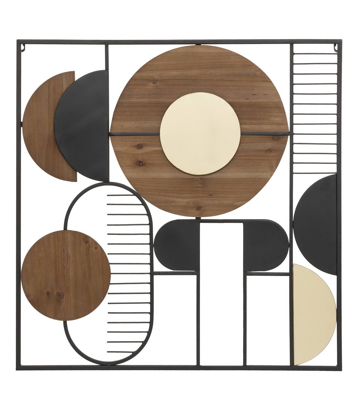 Déco murale Cerles & Demi-cercles en métal et Bois 70 x 70 cm - Imagen 1