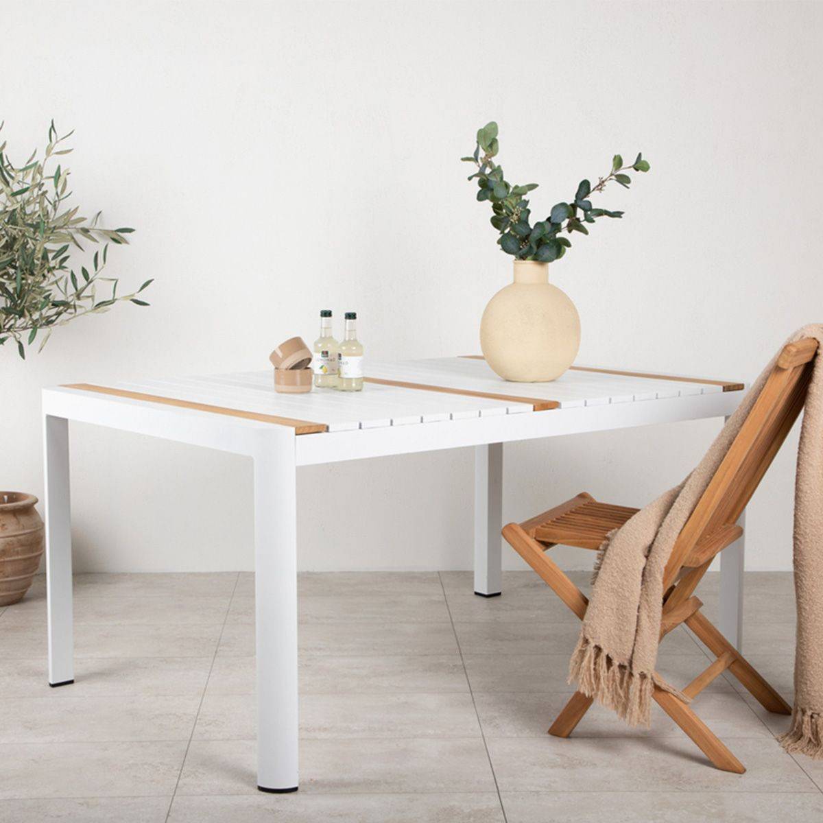 Table de Jardin en Teck "Togo" 150cm Blanc - Image 7