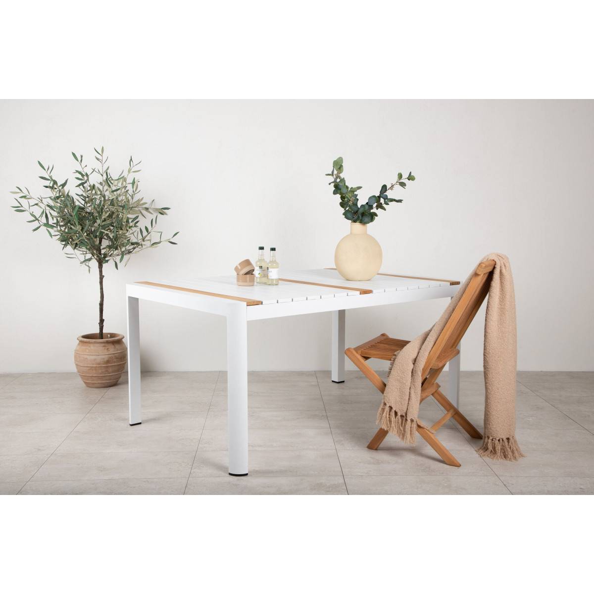 Table de Jardin en Teck "Togo" 150cm Blanc - Image 10