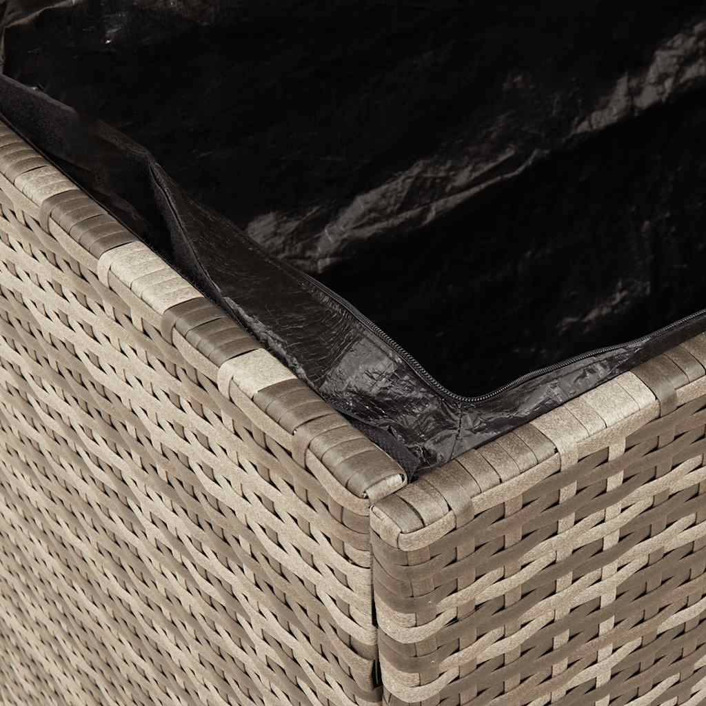 Coffre Banc Rangement Bi-Matière Résine Tressée et Bois pour Terrasse Gris 110x50x54 cm – ComfortXL Outdoor Living - Image 10