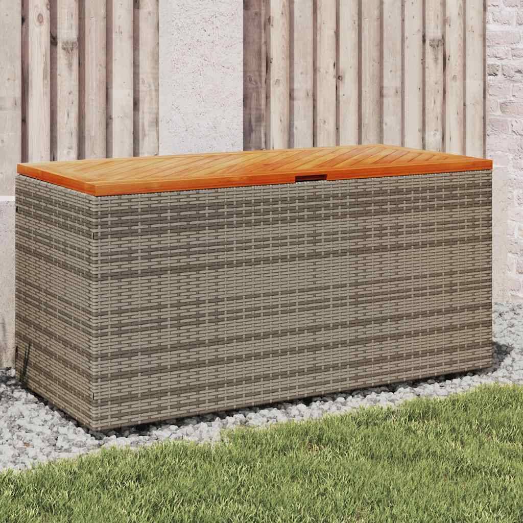Coffre Banc Rangement Bi-Matière Résine Tressée et Bois pour Terrasse Gris 110x50x54 cm – ComfortXL Outdoor Living
