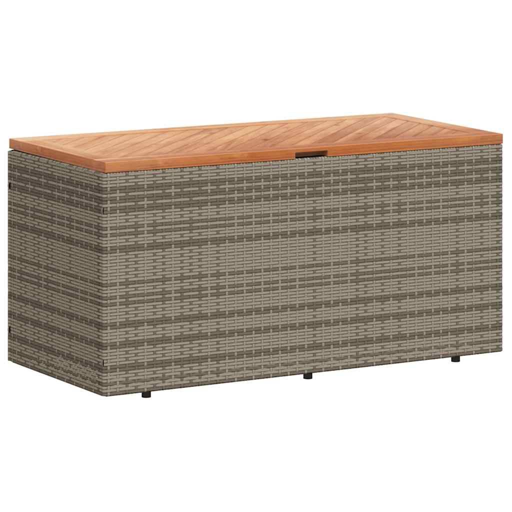 Coffre Banc Rangement Bi-Matière Résine Tressée et Bois pour Terrasse Gris 110x50x54 cm – ComfortXL Outdoor Living - Image 2