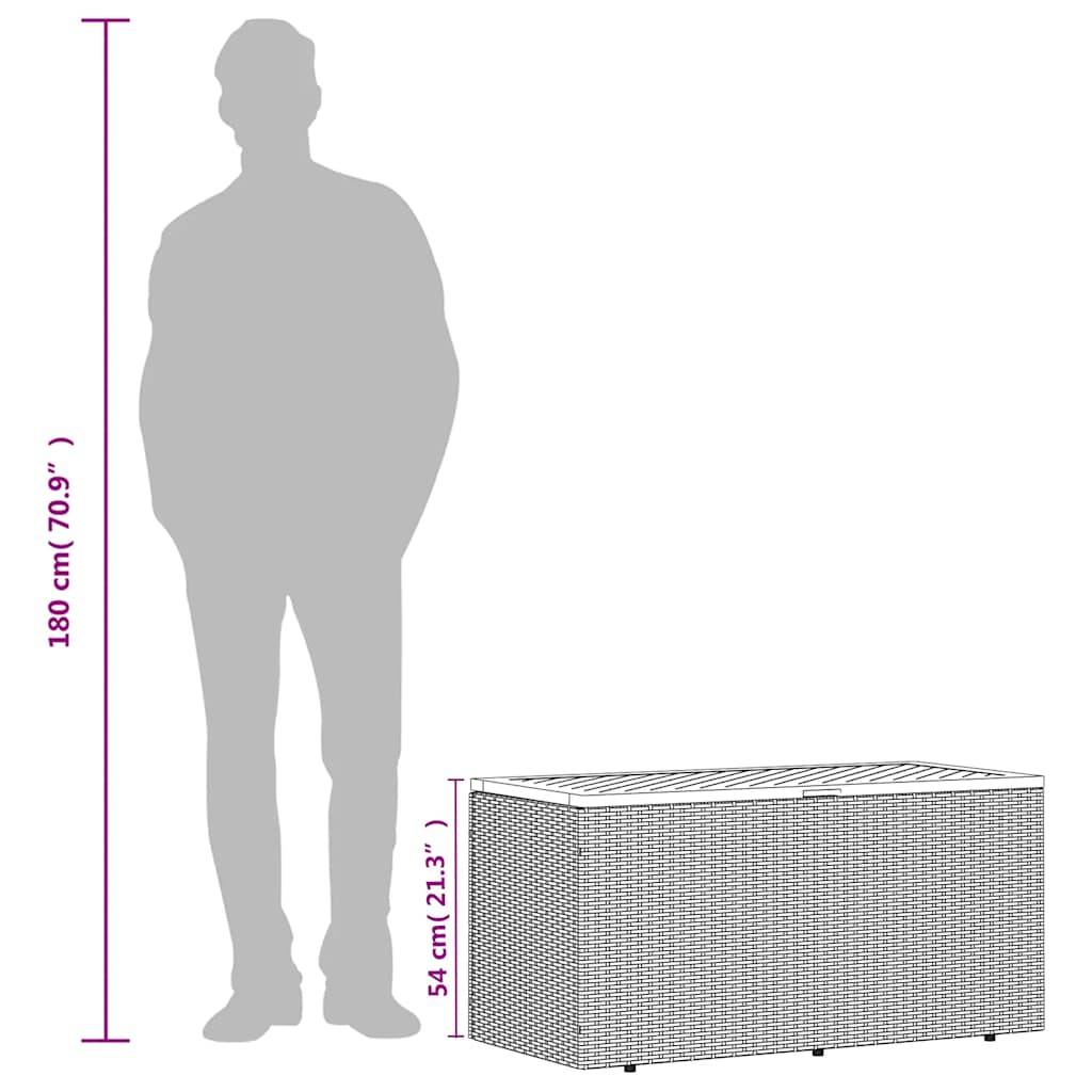 Coffre Banc Rangement Bi-Matière Résine Tressée et Bois pour Terrasse Gris 110x50x54 cm – ComfortXL Outdoor Living - Image 5