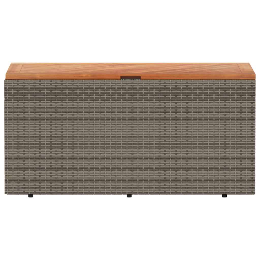 Coffre Banc Rangement Bi-Matière Résine Tressée et Bois pour Terrasse Gris 110x50x54 cm – ComfortXL Outdoor Living - Image 4