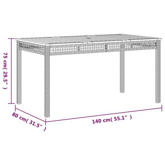 Salon de Jardin 4 Personnes Résine Tressée et Bois d'Acacia Table 140cm – ComfortXL Outdoor Living - Image 6