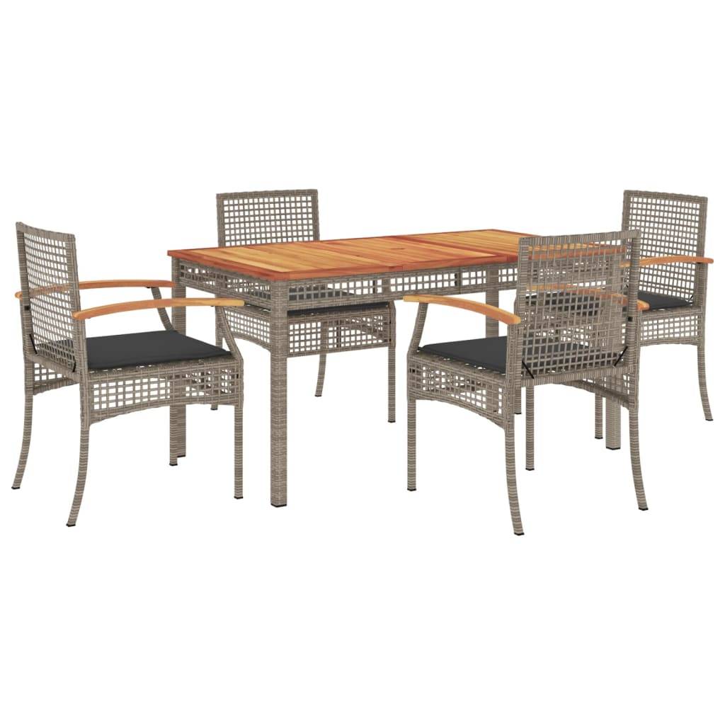 Salon de Jardin 4 Personnes Résine Tressée et Bois d'Acacia Table 140cm – ComfortXL Outdoor Living - Image 2