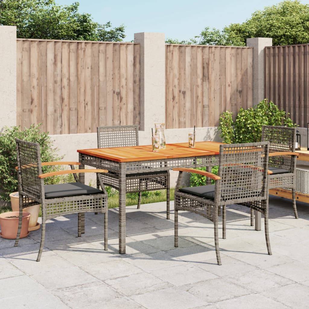 Salon de Jardin 4 Personnes Résine Tressée et Bois d'Acacia Table 140cm – ComfortXL Outdoor Living - Image 1