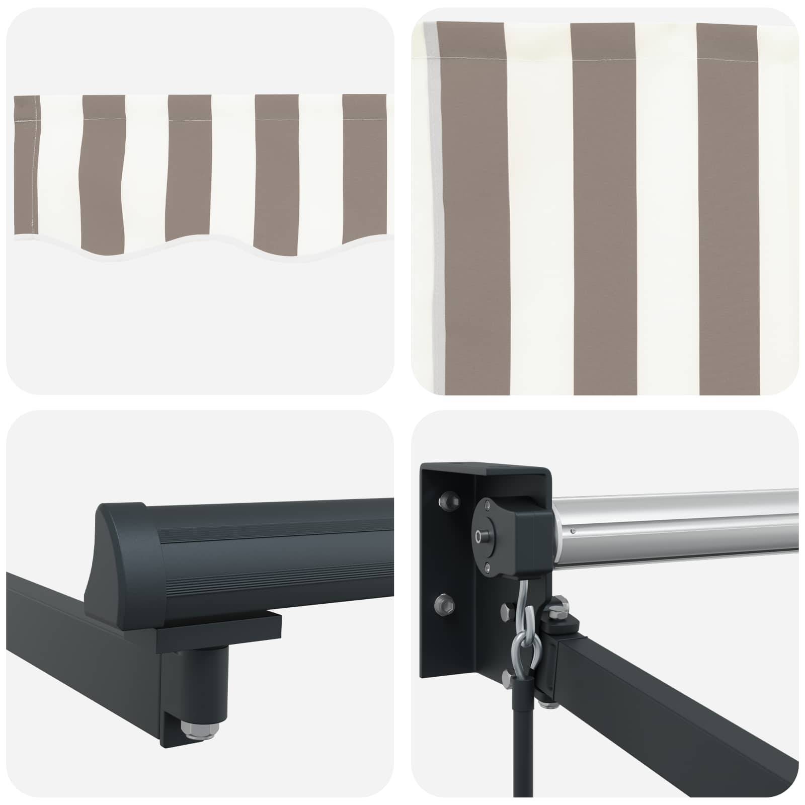 ComfortXL - Store banne manuel aluminium polyester pour terrasse éclairage LED gris clair - ComfortXL Outdoor Living - Image 5