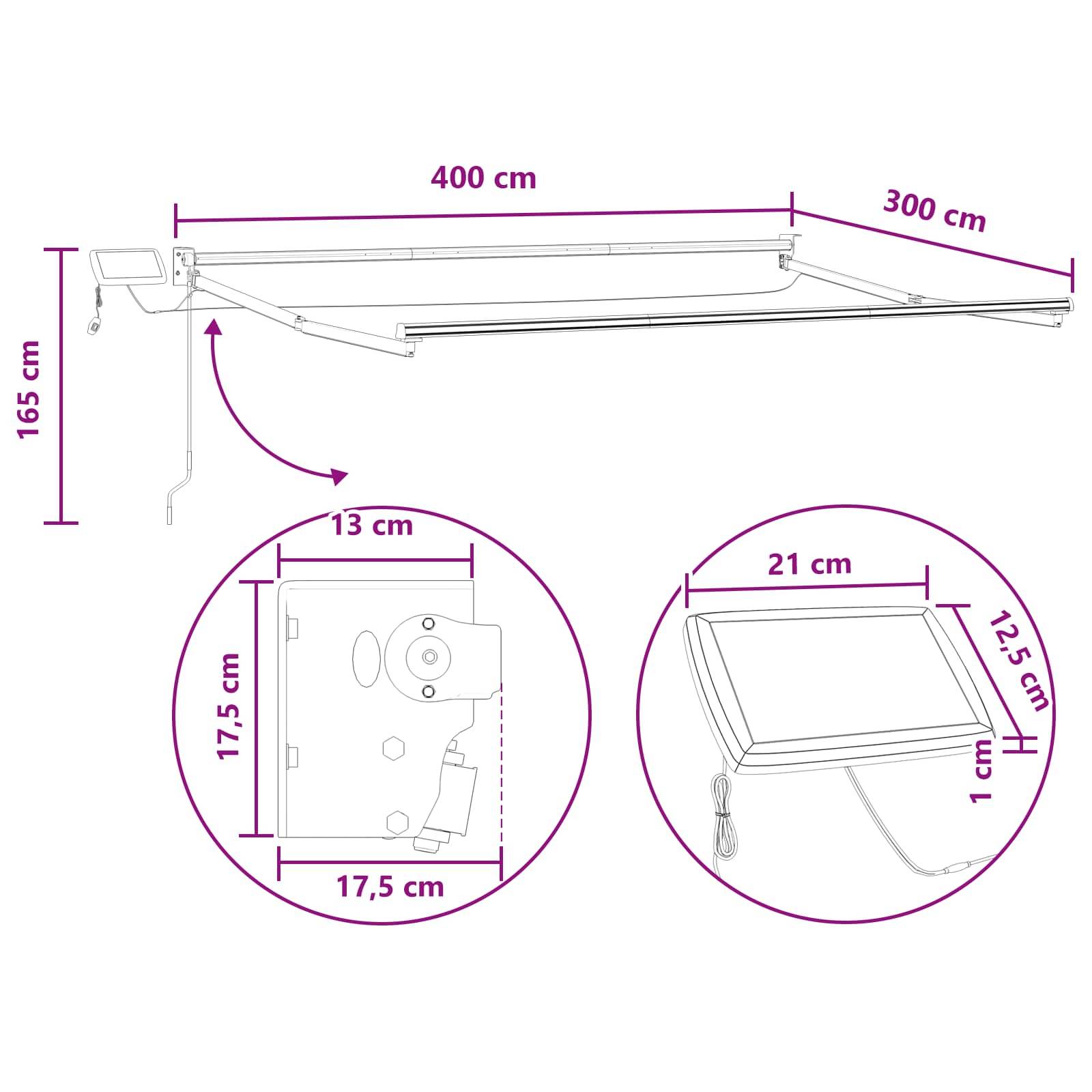 ComfortXL - Store banne manuel aluminium polyester pour terrasse éclairage LED gris clair - ComfortXL Outdoor Living - Image 9