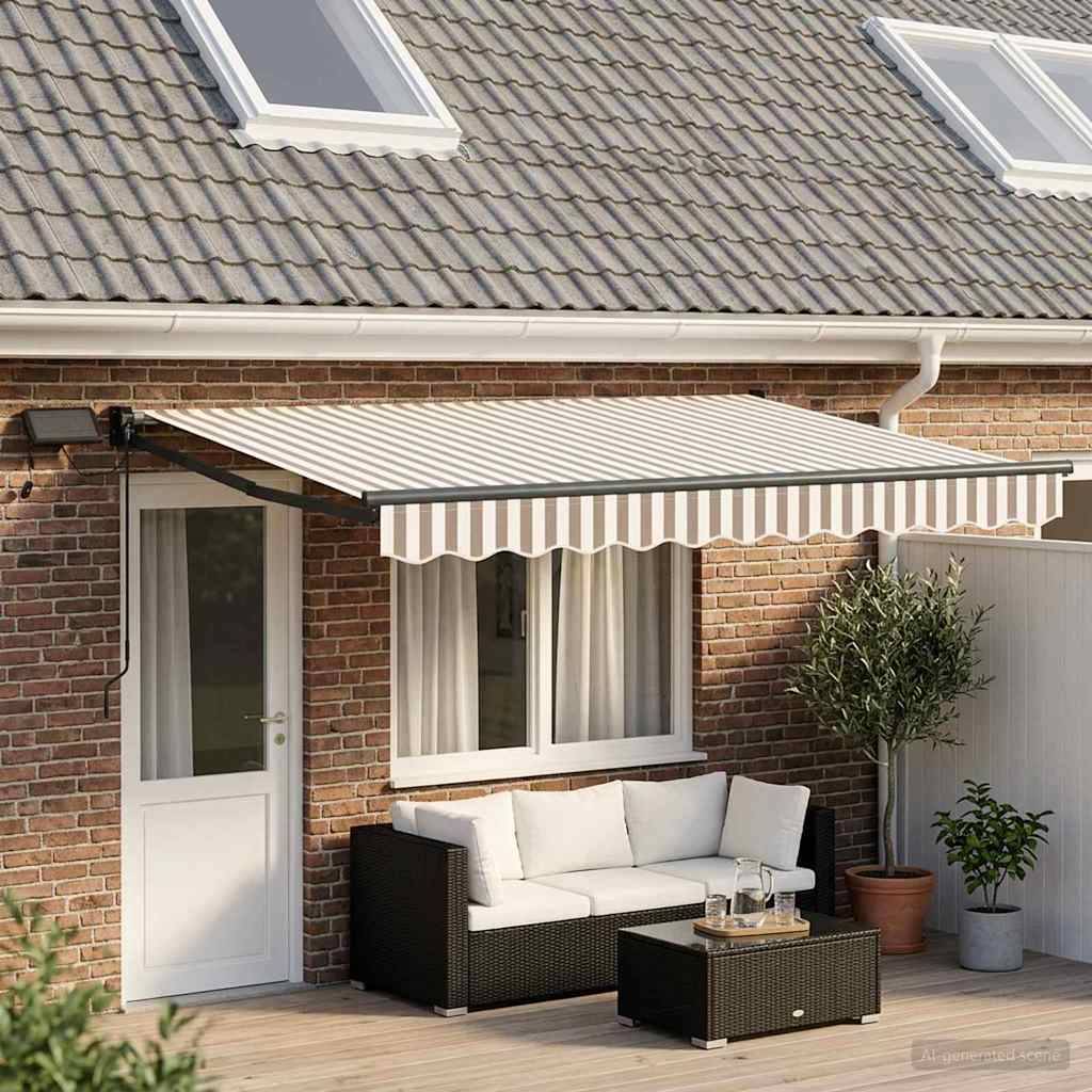 ComfortXL - Store banne manuel aluminium polyester pour terrasse éclairage LED gris clair - ComfortXL Outdoor Living - Image 1