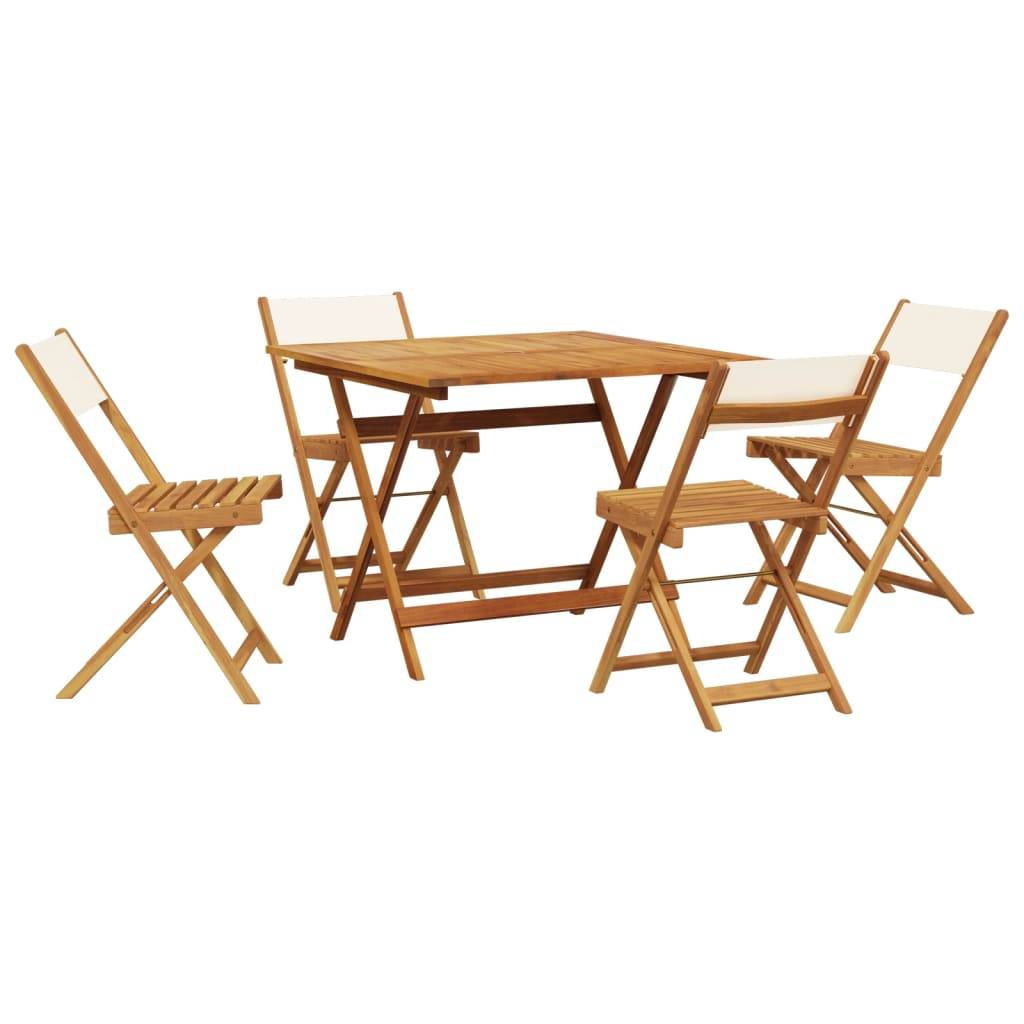 Vidaxl - Ensemble à manger de jardin 5 pcs-Salons de jardin blanc crème tissu bois massif 222822 - Image 2