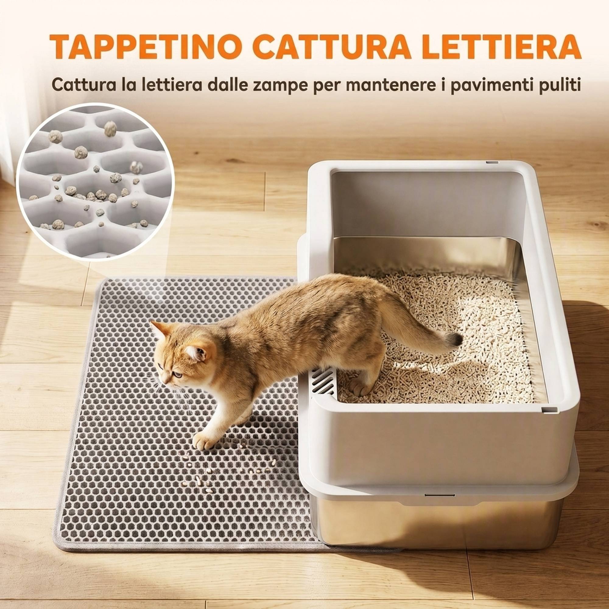 Litière semi-fermée XL avec tapis, 30L, gris clair - Image 10
