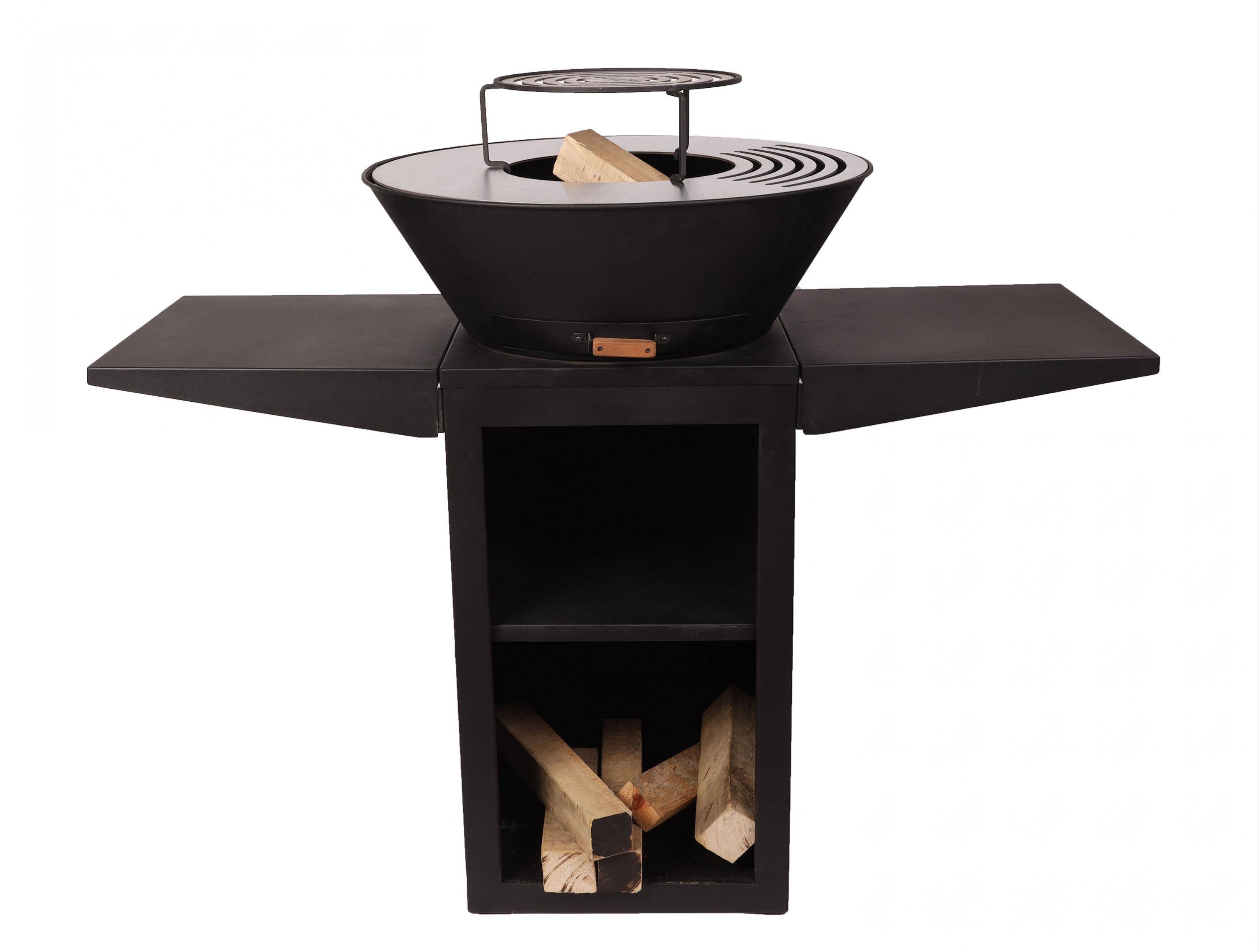 Purline - Barbecue Braséro charbon acier corten noir avec bras latéraux EFP57B – Purline - Image 4