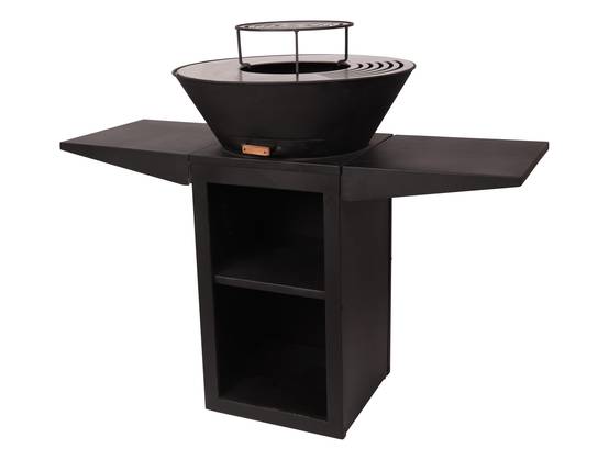 Purline - Barbecue Braséro charbon acier corten noir avec bras latéraux EFP57B – Purline - Image 1