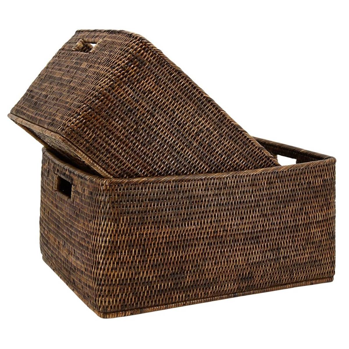 Aubry Gaspard - Corbeilles de rangement en rotin (Lot de 2) - Imagen 1