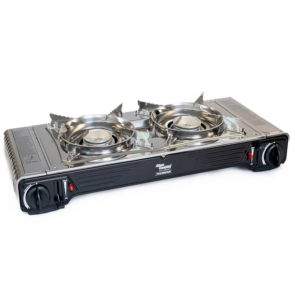 Réchaud à gaz 2 feux 4400W Thermocouple intégré + 4 cartouches de gaz 250gr ALPEN Camping - Imagen 7