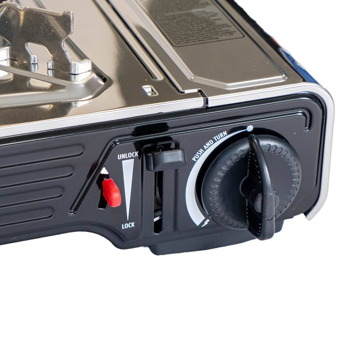 Réchaud à gaz 2 feux 4400W Thermocouple intégré + 4 cartouches de gaz 250gr ALPEN Camping - Imagen 4