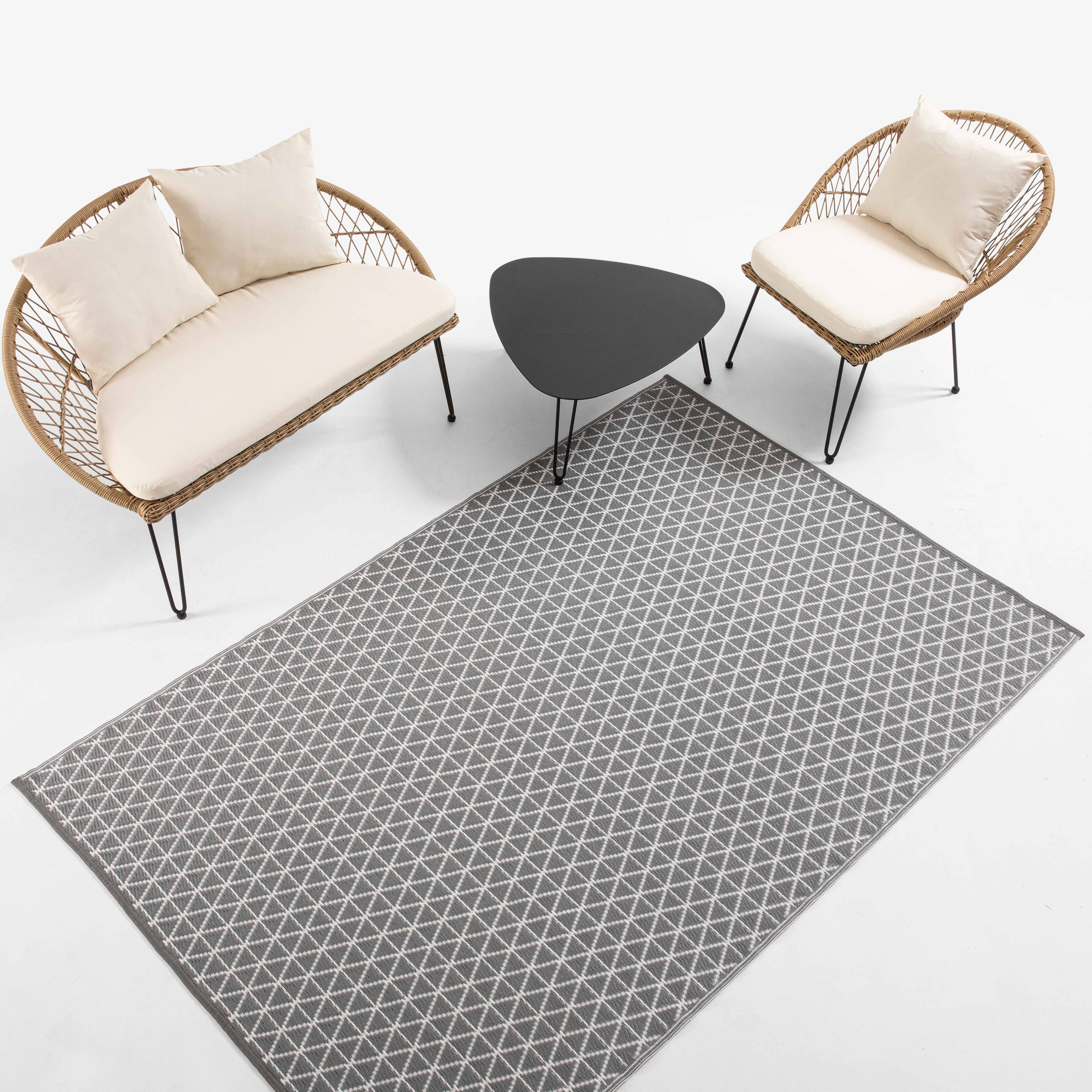 Oviala - Tapis d'extérieur polypropylène gris 230 x 160 cm Solys - Oviala - Imagen 6