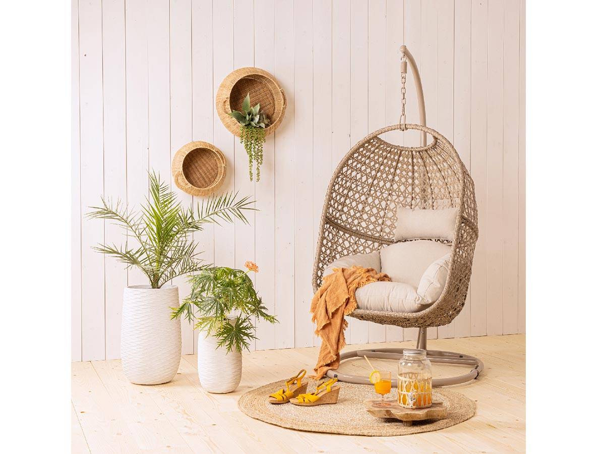 Jardideco - Fauteuil suspendu œuf de jardin  brun Royan - Jardideco - Imagen 2