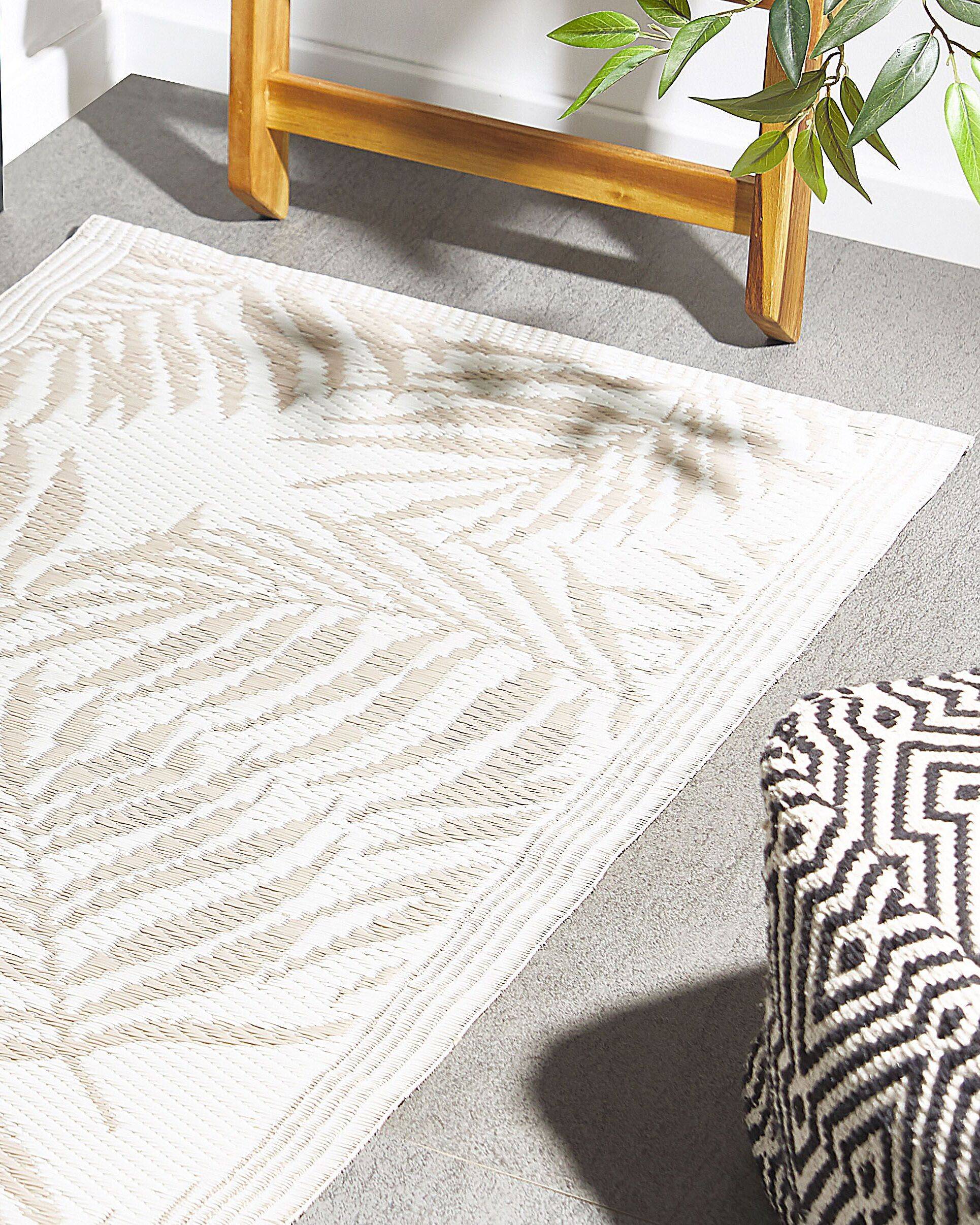 Beliani - Tapis d'Extérieur Jaune et Blanc en Polypropylène Motif à Rayure pour Terrasse au Style Moderne 90 x 180 cm Beliani - Imagen 2