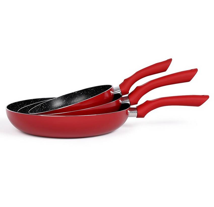 Livoo - Lot de 3 poêles antiadhésives 20/24/28cm rouge MEN124RC Livoo - Imagen 1