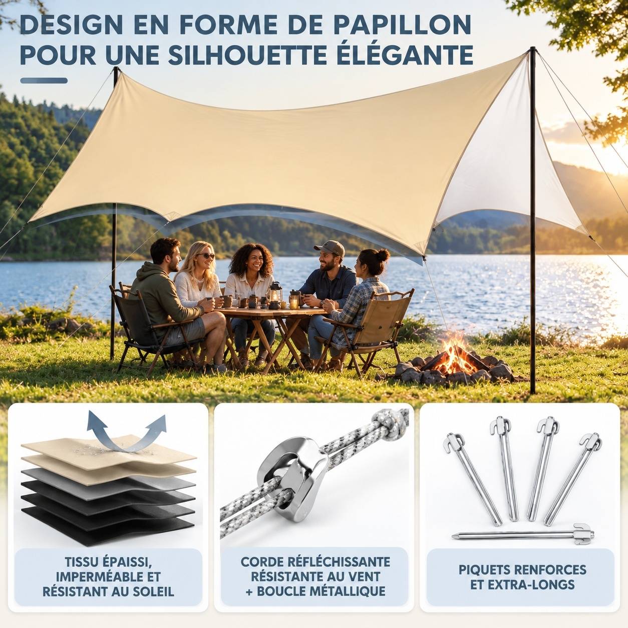 Bâche Camping Imperméable Anti UV Oxford Abri 8 à 12 Personnes - Image 5