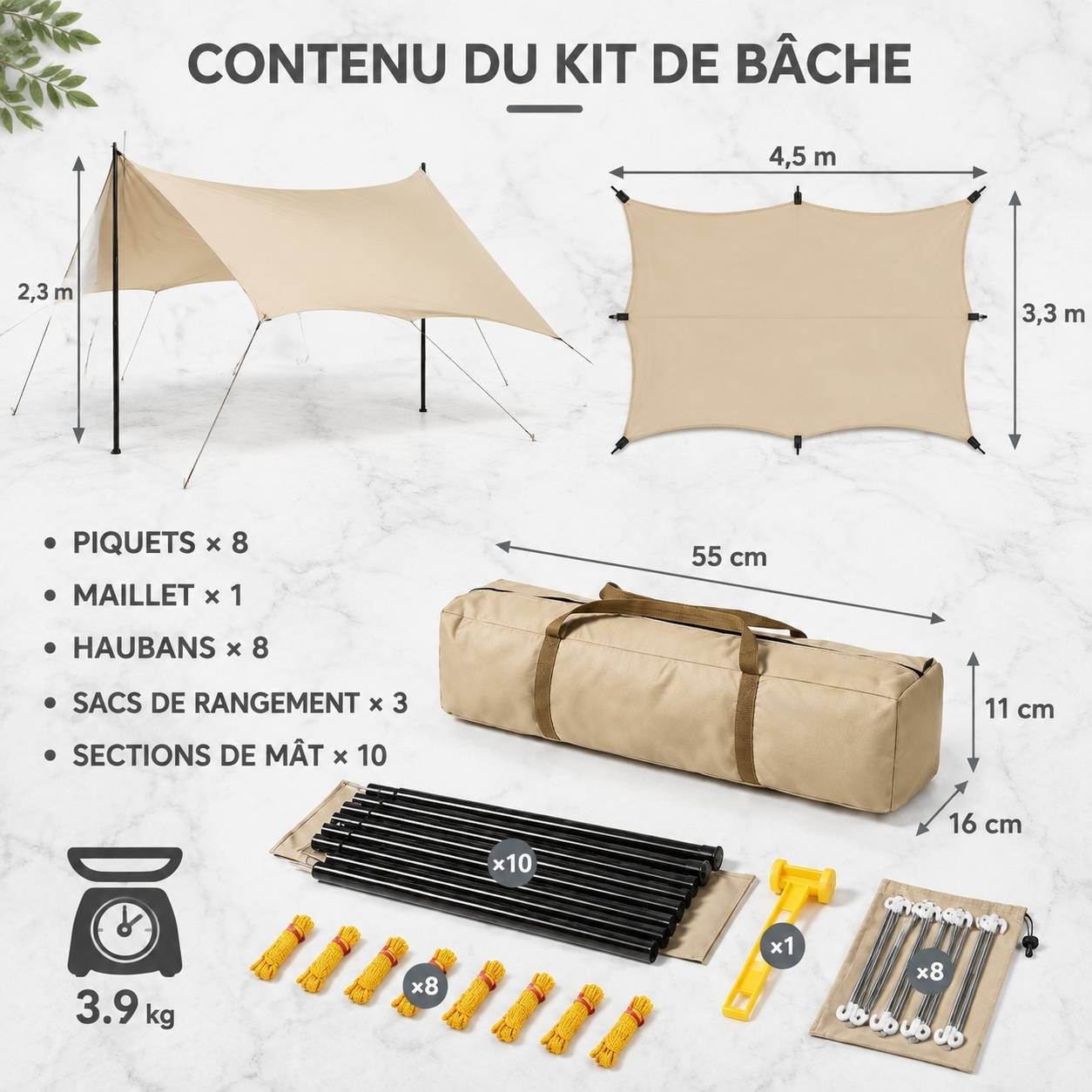 Bâche Camping Imperméable Anti UV Oxford Abri 8 à 12 Personnes - Image 6